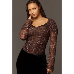 Anthropologie Maeve Mutton Sleeve Scoop Neck Ditsy Floral Lace Top Blouse 3X $98